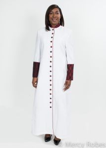 NEW ARRIVAL LADIES ROBE STYLE LR129 (WHITE/BLACK-RED BROCADE)