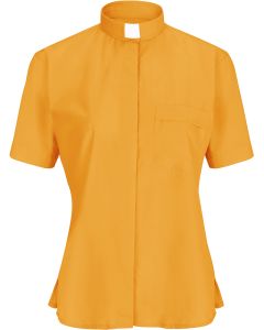 Womens Short Sleeves Tab Collar Clergy Shirt (Gold)