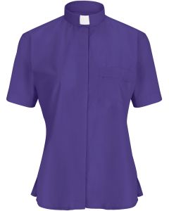 Womens Short Sleeves Tab Collar Clergy Shirt (Roman Purple)