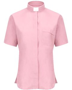 Womens Short Sleeves Tab Collar Clergy Shirt (Light Pink)