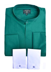 Mens Long Sleeve Roman Pontiff Full Collar Clergy Shirt (Green)