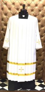 Womens Square Neck Long Surplice With Gold Lace