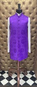 Mens 3/4 Clergy Vest (Purple/Purple Lt)