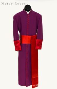 Mens 33 Button Clergy Cassock Robe Style Bak193 (Red Purple)