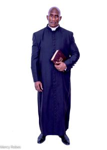 QUICK SHIP 33 BUTTON CLERGY CASSOCK ROBE (BLACK)