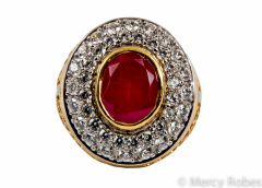 Mens Clergy Apostle Ring Style Mercy2015 (G R) (Red Ruby)