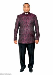 Sale Mens Clergy Jacket Style CJ086 (Black/Fuchsia Brocade)