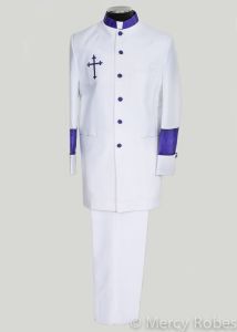 Mens Clergy Jacket & Pants (White/Purple Lt)