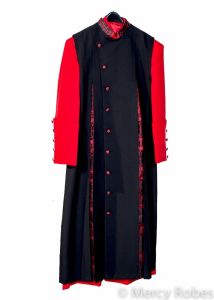 QUICK SHIP MENS CLERGY RED ROBE WITH BLACK/BLK-RED CHIMERE STYLE MERCY 201920