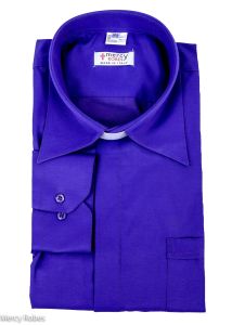 Mens Long Sleeves Tab Collar Clergy Dress Shirt (Roman Purple)