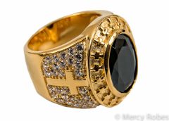 Mens Clergy Ring Style Subs806 (Gold With Black Stone)