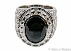 MENS CLERGY RING STYLE SUBS806 (SILVER WITH BLACK STONE)