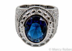 CLERGY RING STYLE SUBS806 (SILVER WITH ROYAL BLUE) 
