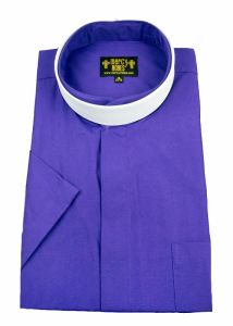 Mens Short Sleeve Full Collar Clerical Shirt (Roman Purple)