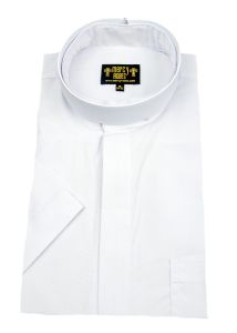 Mens Short Sleeve Full Collar Clerical Shirt (White)