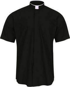 Mens Short Sleeve Tonsure Collar Clergy Shirt (Black)