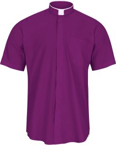 Mens Short Sleeve Tonsure Collar Clergy Shirt (Church Purple)