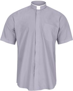 Mens Short Sleeve Tonsure Collar Clergy Shirt (Light Gray)