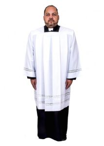 Mens  Square Neck Clergy Surplice With Lace