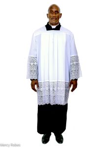 QUICK SHIP MENS CLERGY SURPLICE WITH LACE STYLE SUR1023