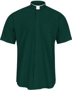 Mens Short Sleeve Tonsure Collar Clergy Shirt (Green)