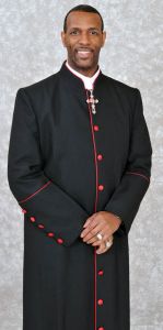 QUICK SHIP Clergy Robe Style BPA101 (BLACK/RED)