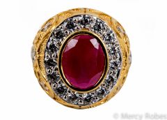 Mens Clergy Apostle Ring Style Mercy2017 (G R) (Red Ruby)