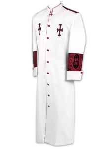 QUICK SHIP ROBE STYLE BAE119(A) WHITE WITH BLACK/RED LITURGICAL
