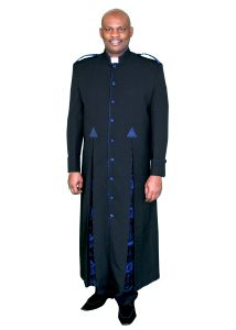 CLERGY ROBE LCR165 2 PLEAT (BLACK/ROYAL)
