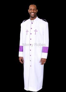 CLERGY ROBE STYLE BNL158 (WHITE/PURPLE)