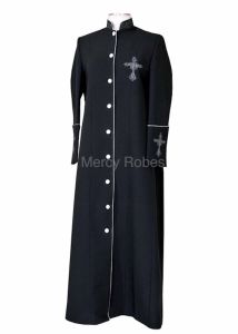  LADIES CLERGY ROBE LR142 (BLACK/SILVER)