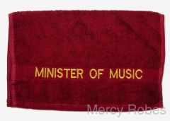 PREACHING HAND TOWEL MINISTER OF MUSIC (BURGUNDY/GOLD)