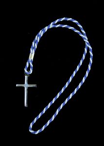 TWO TONE BLUE/SILVER CLERGY CORD WITH CROSS