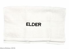 PREACHING HAND TOWEL ELDER (WHITE/BLACK)