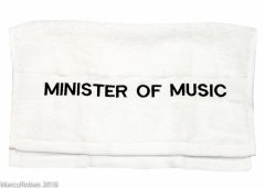 PREACHING HAND TOWEL MINISTER OF MUSIC (WHITE/BLACK)