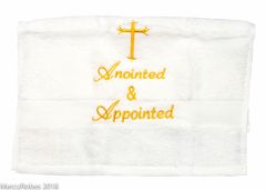 Preaching Hand Towel Anointed & Appointed (White/Gold)