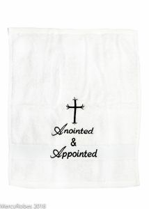 PREACHING HAND TOWEL ANOINTED & APPOINTED  (WHITE/BLACK)