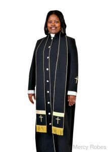 LADIES ROBE LR102 WITH STOLE (BLACK/GOLD)