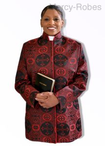 Womens Clergy Jacket LC007 (Black/Blk-Red)