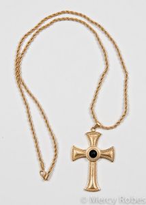 Pectoral Cross With Chain Style Sbats002 G-B (Black Stone)