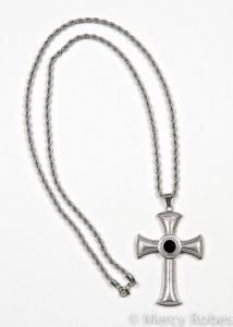 Pectoral Cross With Chain Style Sbats002 S-B (Black Stone)