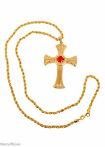 PECTORAL CROSS WITH 40" CHAIN STYLE SBATS002 (G-R) 