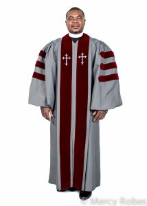 Pulpit Robe Style Ppr-100 With Bars (Grey/Burgundy)