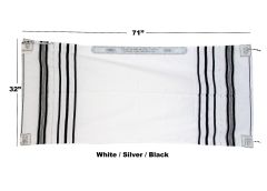 PRAYER SHAWL (WHITE/SILVER/BLACK) 71" x 32"
