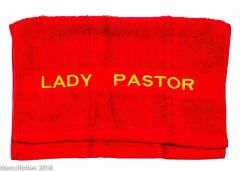 Preaching Hand Towel Lady Pastor (Red/Gold)
