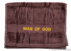PREACHING HAND TOWEL MAN OF GOD (BROWN/GOLD)