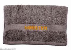PREACHING HAND TOWEL MINISTER (GREY/GOLD)