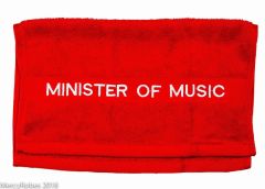 PREACHING HAND TOWEL MINISTER OF MUSIC (RED/WHITE)