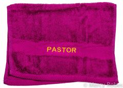 PREACHING HAND TOWEL PASTOR (FUCHSIA/GOLD)
