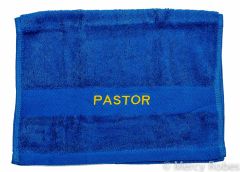 PREACHING HAND TOWEL PASTOR (ROYAL/GOLD)